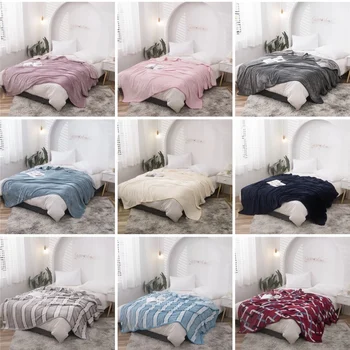

High quality Hot sale solid 200x230cm brand plaid Blanket super soft throw fleece blankets on the bed winter plaid bedspreads