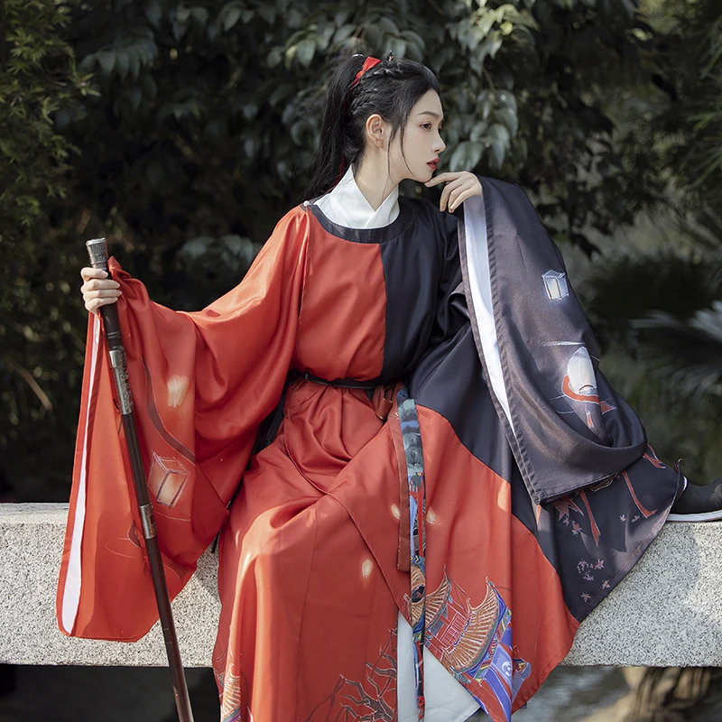 China Classical Blacks Flax&Cotton HanFu Han Dynasty Cosplay Costume Hand made 