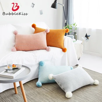 

Bubble Kiss 35X55cm Rectangle Home Pillow Cover Small Fresh Style Children's Room Pillowcase Pure Color Office Waist Pillow Case