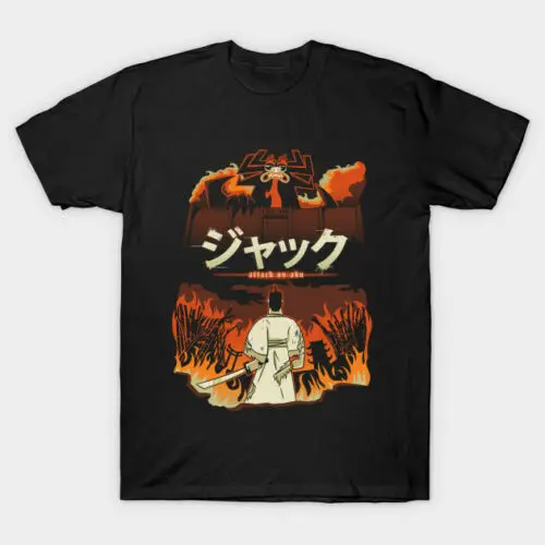 Attack On Aku Mashup Of Titan &amp Samurai Jack Black T-Shirt Unisex Tees | Мужская одежда