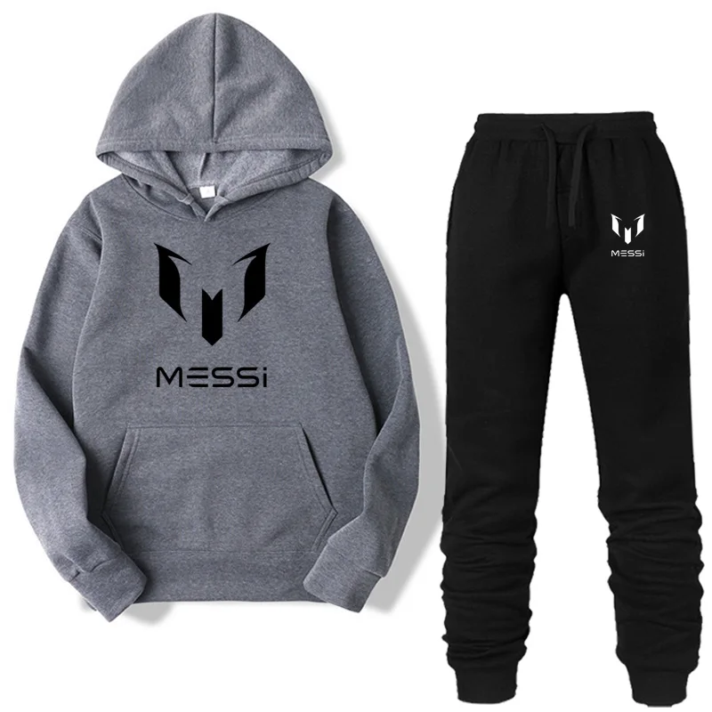Комплект из двух предметов, модная толстовка с капюшоном MESSI, спортивная одежда для мужчин/женщин, спортивный костюм с капюшоном, осенняя мужская брендовая одежда, толстовки+ штаны, комплекты