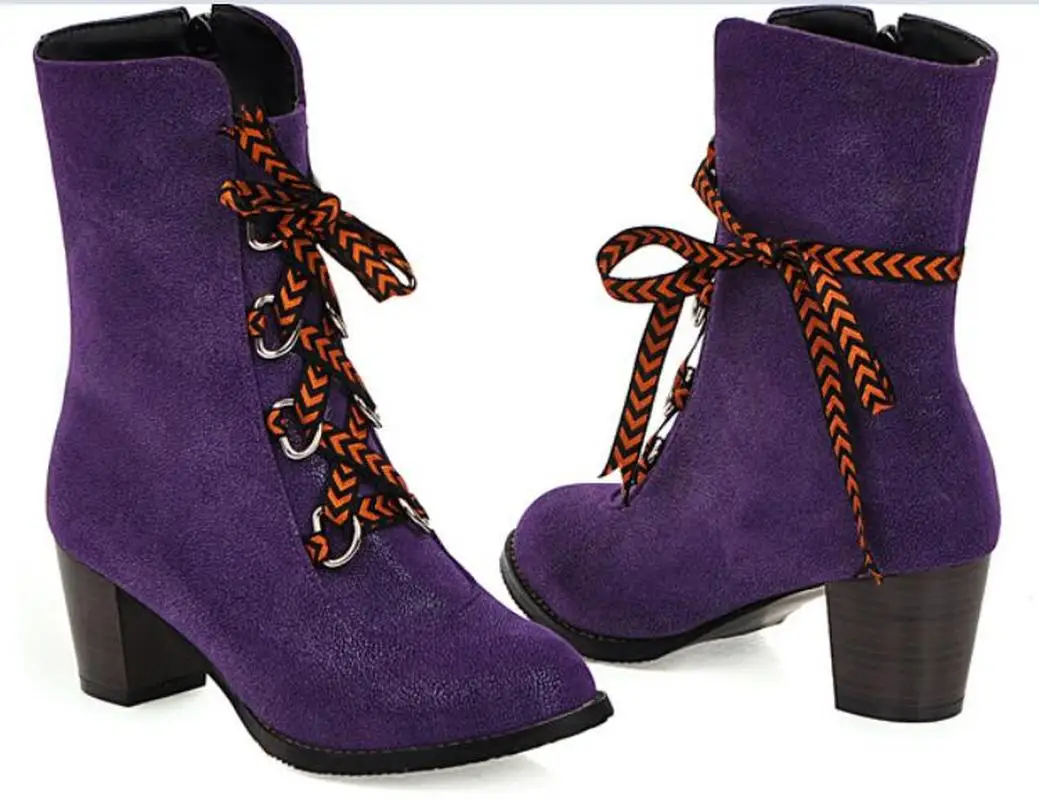 Женские ботинки до середины икры; Осенняя обувь на шнуровке; женская обувь с круглым носком; zapatos mujer Sapato; джинсовые ботинки на высоком каблуке; WXZ078