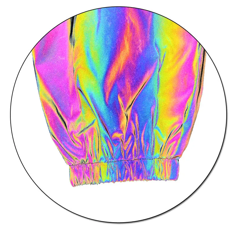 Colorvalue Rainbow Reflective Sport Cycling Joggers Unisex Colorful Reflective Drawstring Outdoor Safety Pants with Pockets