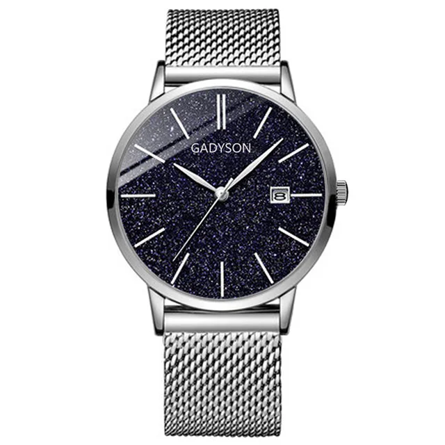 sliver Relogio masculino минималистичные стильные часы мужские звездное небо часы мужские золотые черные кварцевые наручные часы из нержавеющей стали часы с датой - Цвет: sliver