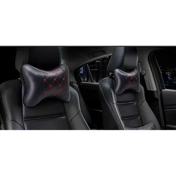 

Soft Car Headrest Comfortable Cushion Home 26cm×18cm×8cm Black PU Leather