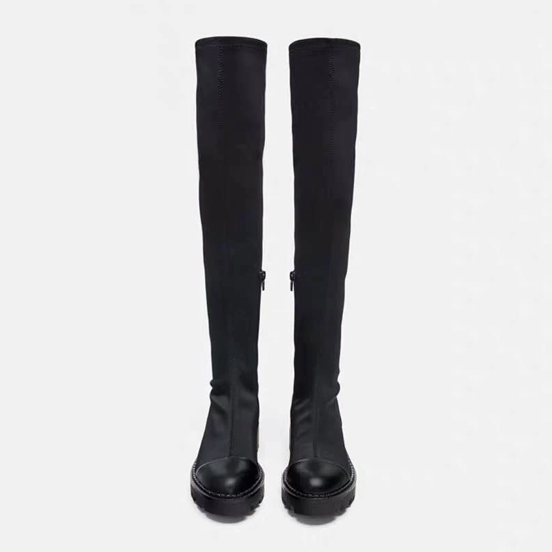 Slim Stretch Lycra Knee High Boots Platform Winter Boots Women Long Boots Winter Shoes Women Sock Boots Over the Knee Boots