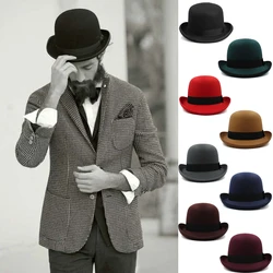 Men Women Oval Top Bowtie Band Bowler Hats Retro Roll Rim Derby Cap Sunhat Party Street Style Winter Outdoor Size US 7 3/8 UK L