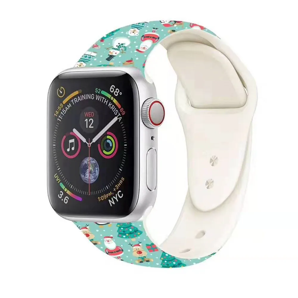 Силиконовый ремешок для часов Apple Watch 5 4 40 мм 44 мм 38 мм 42 мм Рождественский подарок ремешок для iwatch 1 2 3 4 5 браслет ремень