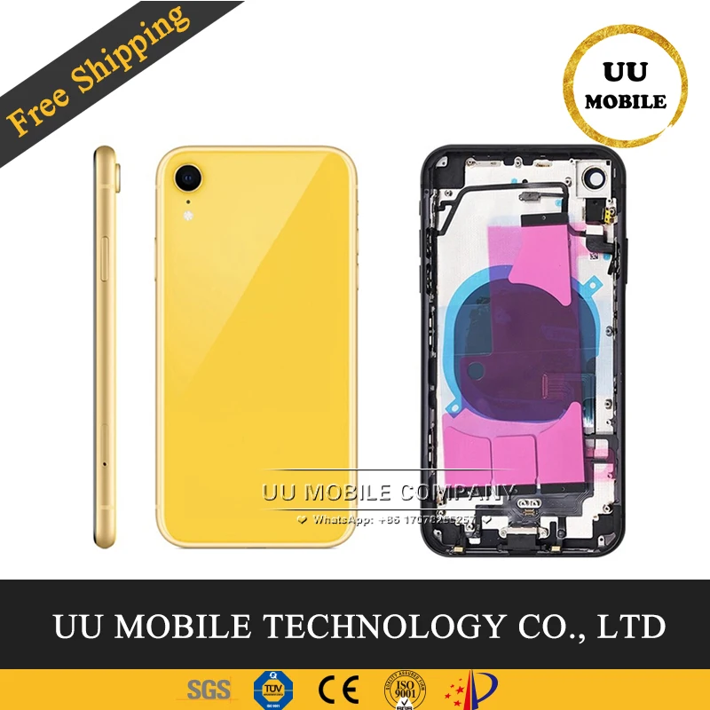 

Good Quality Housing for iphone XR Back Cover Middle Frame with Flex Cable Assembly Battery Door Chassis with Card Tray Buttons