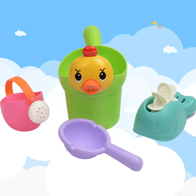Bathroom Bath Children Infant Baby Water Toys Meng Chickens xi tou bei Bailer Toy Four-piece Set