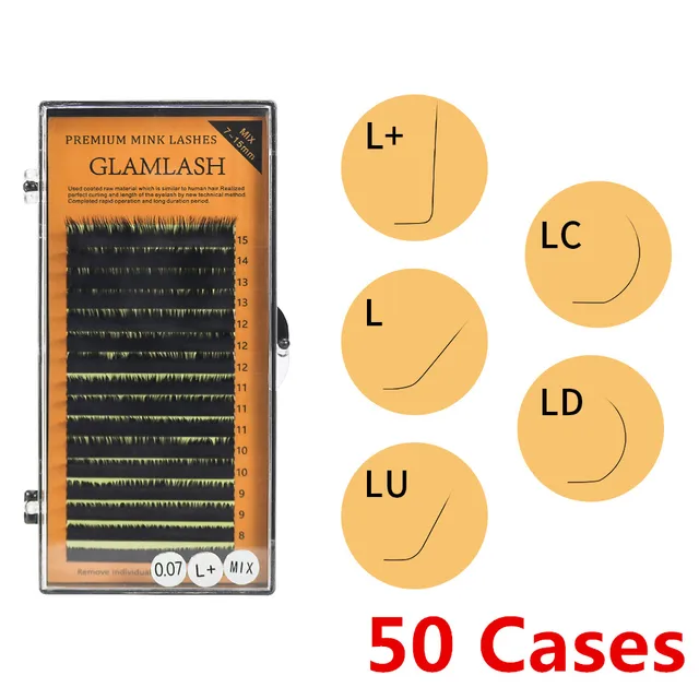 $US $172.79 Wholesale 50Cases/Lot L/L+/LC/LD/M/N Curl 7~15mm MIX 16rows/case Mink Eyelash ExtensionL Curl Individual EyelashesL Lashes