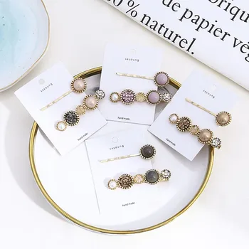 

2PCS Korean retro pearl hairpin combo set sweet diamond bangs clip hair accessories women's headwear hair clips