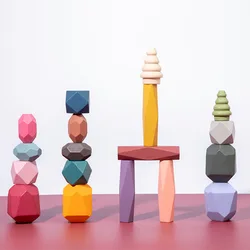 Madeira balanceamento de pedra pilhas colorido jenga blocos de construção cedo brinquedos educativos balanceamento jogo presentes para bebê meninas crianças 2 4y