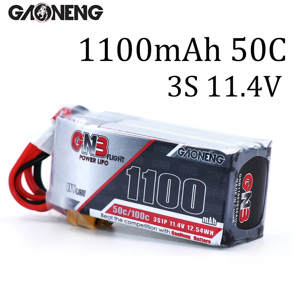 Gaoneng GNB 1100mAh 3S 11,4 V 50C/100C Lipo батарея XT30/XT60 разъем для полной скорости маленький лидер RC FPV гоночный Дрон