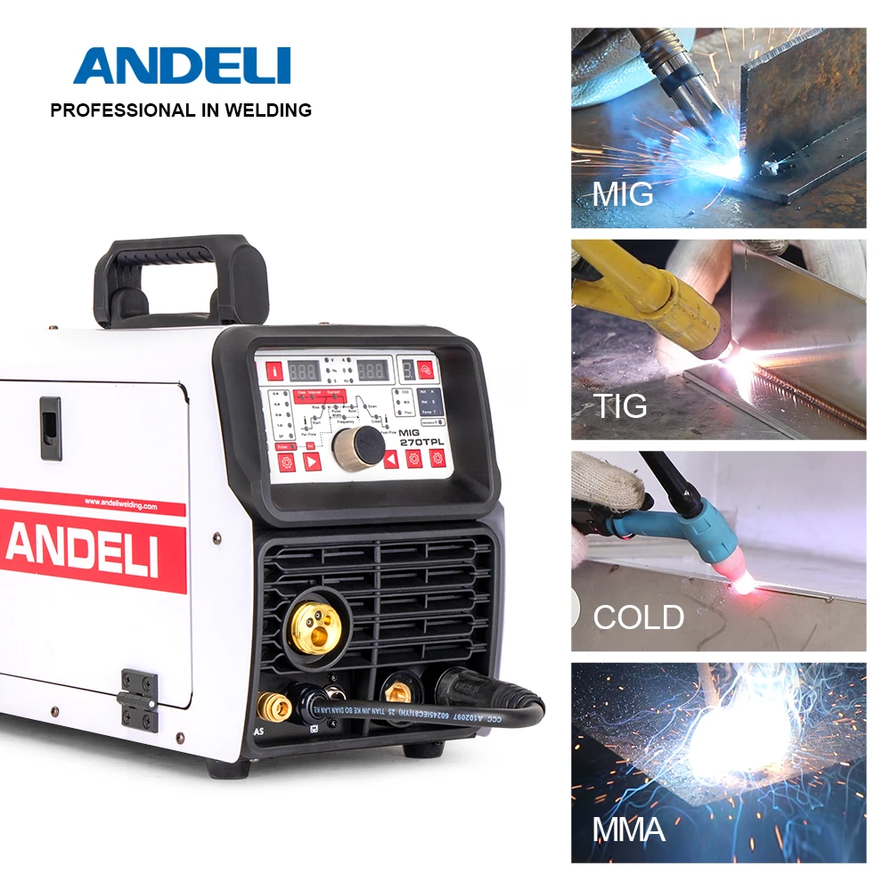 ANDELI MIG 270TPL MIG/TIG/Pulse TIG/MMA/аппарат для холодной сварки 4 в 1 Многофункциональный