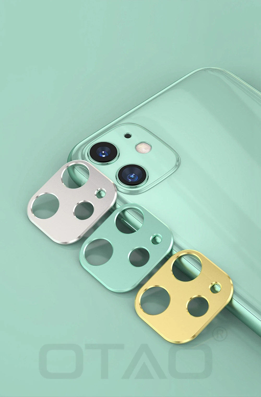 OTAO Защитная пленка для экрана объектива камеры для iPhone 11 Pro Max, пленка из закаленного стекла, полное покрытие, металлическое защитное кольцо, пленка для объектива телефона