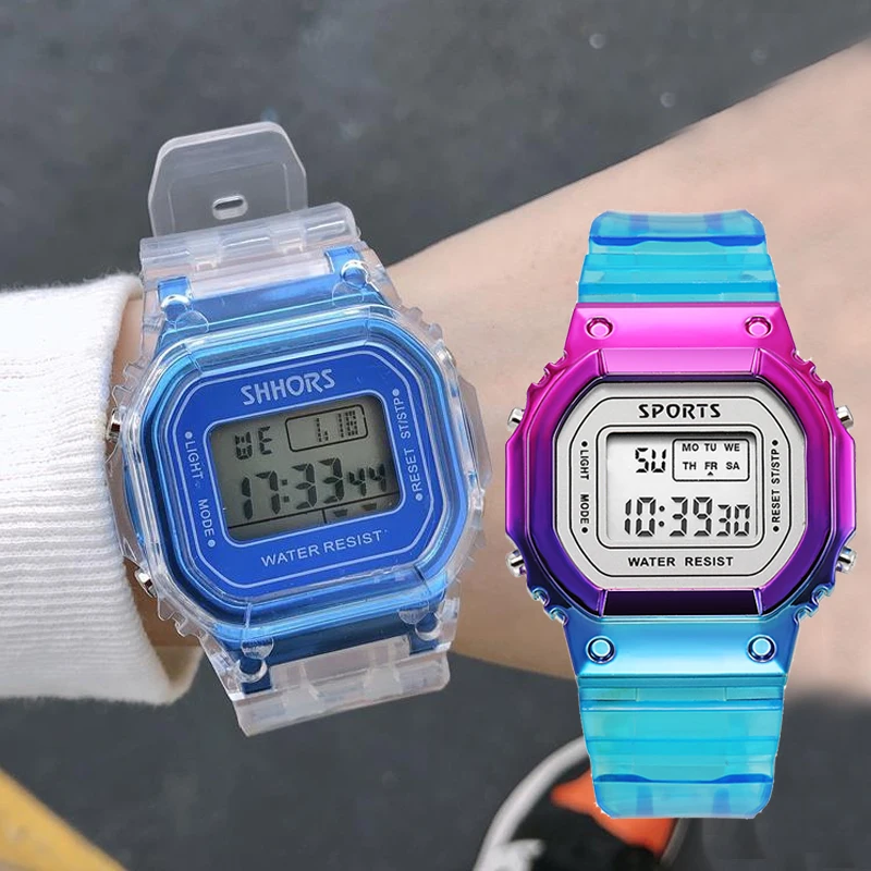

Fashion Men Women Watches Gold Casual Transparent Digital Sport Watch Lover's Gift Clock LED Luminous Wristwatch Female Clock