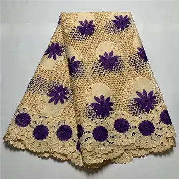 

2020 African cotton Lace fabric Hot Sell Mesh lace New purple african cord Lace guipure Nigeria lace Fabrics High Quality