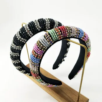 

New High Quality Hair Accessories Women Rhinestones Super Flush Alloy color Thin Side Headband Fashion Girls Hair Band