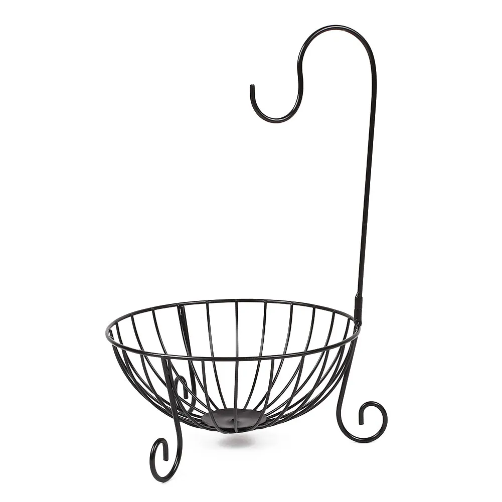 

Kitchen Tableware Metal Fruit Basket Banana Hanger Holder Hook Organizer