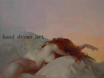 

Old artist hand drawing original art impressionist oil painting girl on canvas