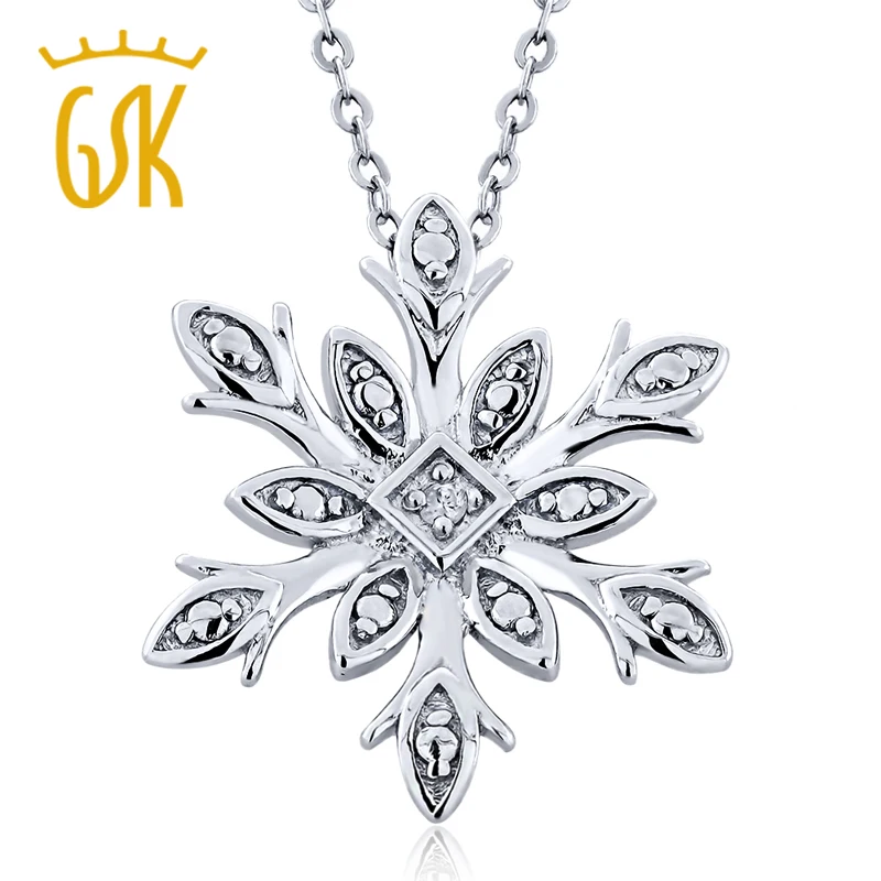 GemStoneKing цельное 925 пробы Серебряное ювелирное изделие изысканно изготовленное бриллиантовое ожерелье с подвеской в виде снежинки для женщин