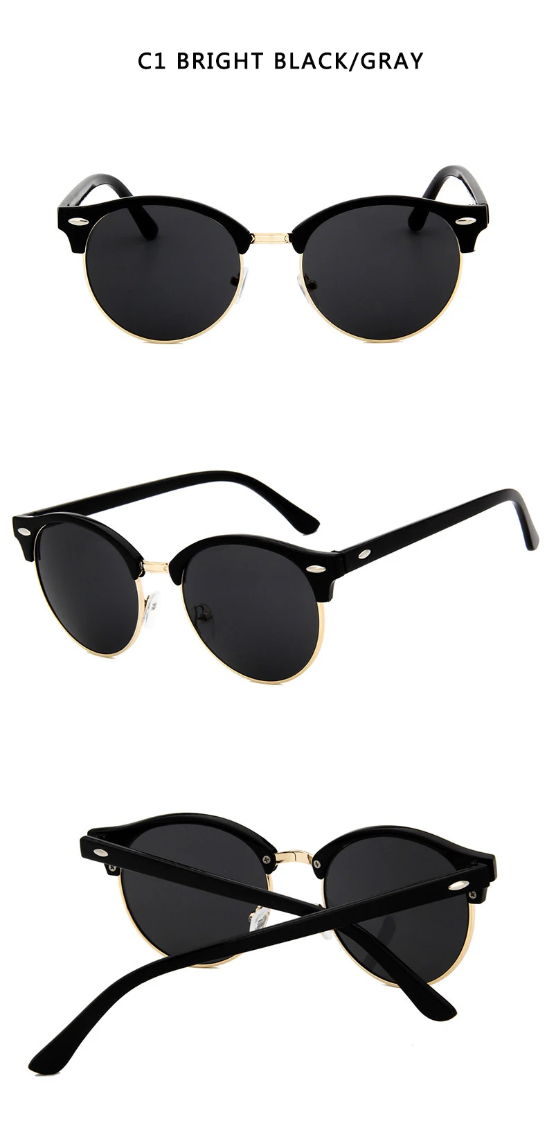 Ретро солнцезащитные очки с половинной оправой для мужчин и женщин брендовые дизайнерские полуоправы солнцезащитные очки Классические винтажные Oculos De Sol UV400