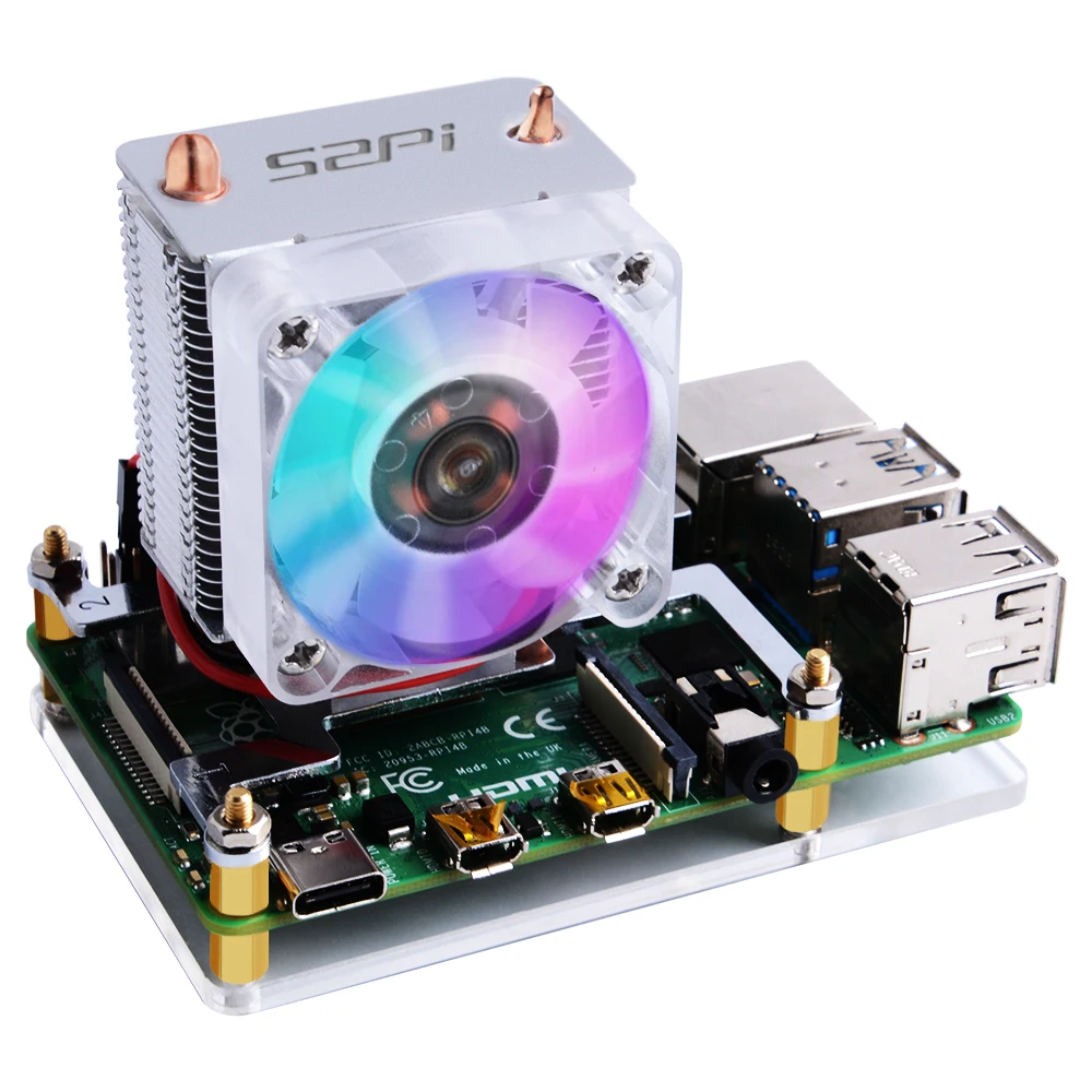 Вентилятор охлаждения CPU Raspberry Pi ICE башня кулер с радиатором для 4 Model B / 3B +