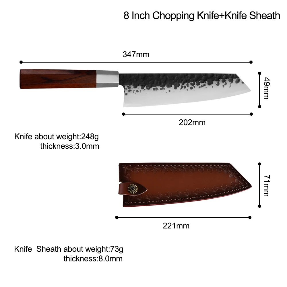 DAMASK Japanese Forged Kitchen Knife Kirisuke Handmade Slicing Chef Knives High Carbon Sharp Blade Wood Handle Cooking Tools