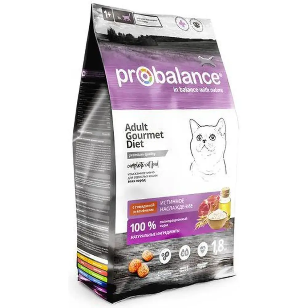 Probalance Food Привередливых Adult Cats All Breeds, Beef And Ягнёнок