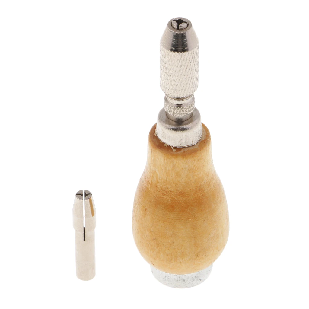 Precision Pin Vise Hand Drill Wooden Handle Pear Shape Graver Handle Jewelers Engraving Benchs Tool