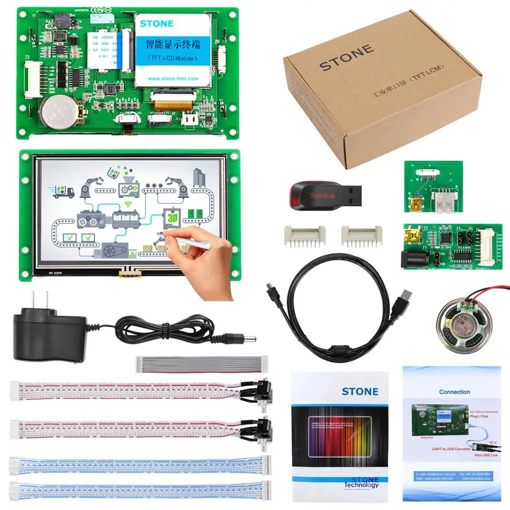 4,3 дюймовый HMI TFT lcd модуль Дисплей+ сенсорная панель+ плата контроллера+ Программное обеспечение Поддержка любого микроконтроллера