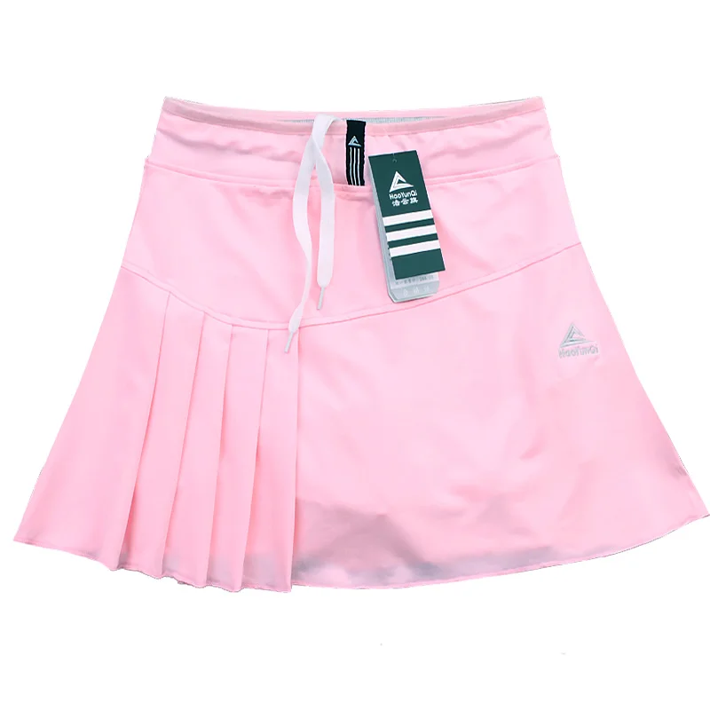 Pink Женские теннисные шорты, теннисные юбки для девочек с безопасными шортами, быстросохнущая Женская юбка для бадминтона с карманом, женские спортивные шорты - Цвет: Pink