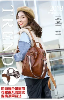 

2020 New Korean Retro Backpack PU Leather Backpack Travel Backpack Large Capacity Backpack