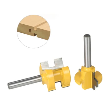 

Hot 2PCS Mini wood milling cutters 1/4" Shank Tongue Groove Router Bit Set 3 Teeth T-shape Milling Cutters for wood Woodworking