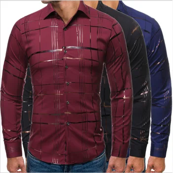 

Helisopus New Shirt Men Autumn Fashion Casual Long Sleeve Shirt Print Slim Fit Blouse Turn-down Collar Shirts Streetwear Shirt