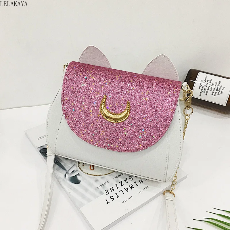 Новая летняя сумка Sailor Moon модная на плечо с цепочкой фигурка Luna Cat из