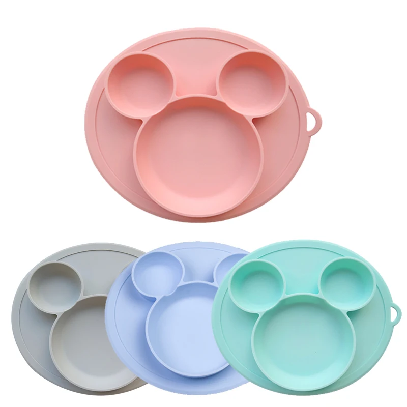 Platos tipo tazón alimentación de bebé, plato de silicona integrado para niños, platos de Silicagel para bebés