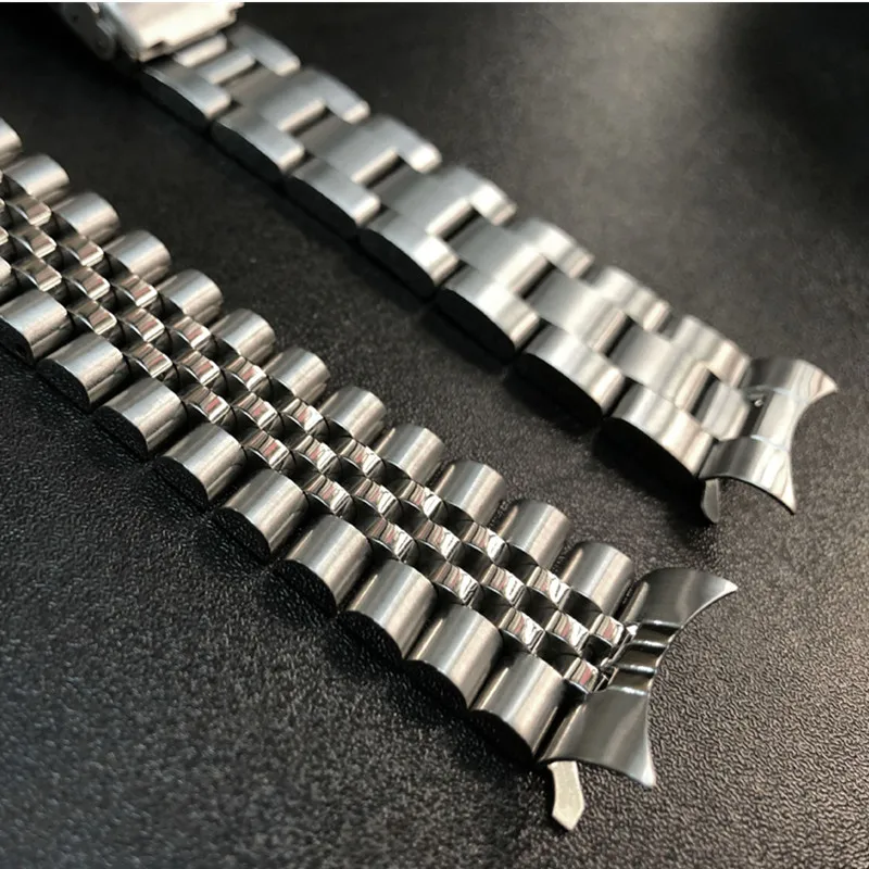 20 22 мм ремешок из нержавеющей стали с загнутым концом ремень с застежкой на запястье браслет Серебряный Для Seiko аксессуары для часов