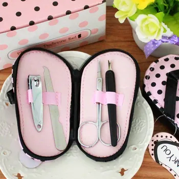 

Free shipping Hot Sell Pink Polka Purse Slippers Shaped Cute Creative Manicure Set Wedding Gift Favors