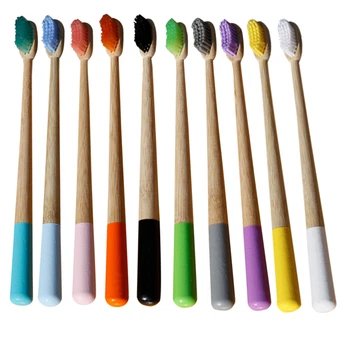 

Natural Bamboo Wooden Toothbrushes Round Handle Tooth Brush Soft Nylon Charcoal Oral Cleaning Tool