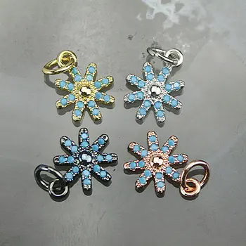

9*9mm 30pcs/lot Fashion flower shape cz pendant,plating cubic zircon charm,diy bracelet/necklace/earring accessories wholesale