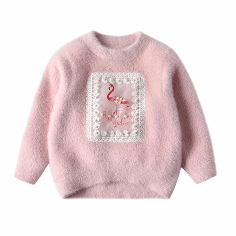 Ali1551J Girls Winter Sweater Water Mink Velvet Kids Wool Knit Clothes New Baby Boys Cartoon Pullover Sweaters for Children Clothing - Цвет: Ali1551J