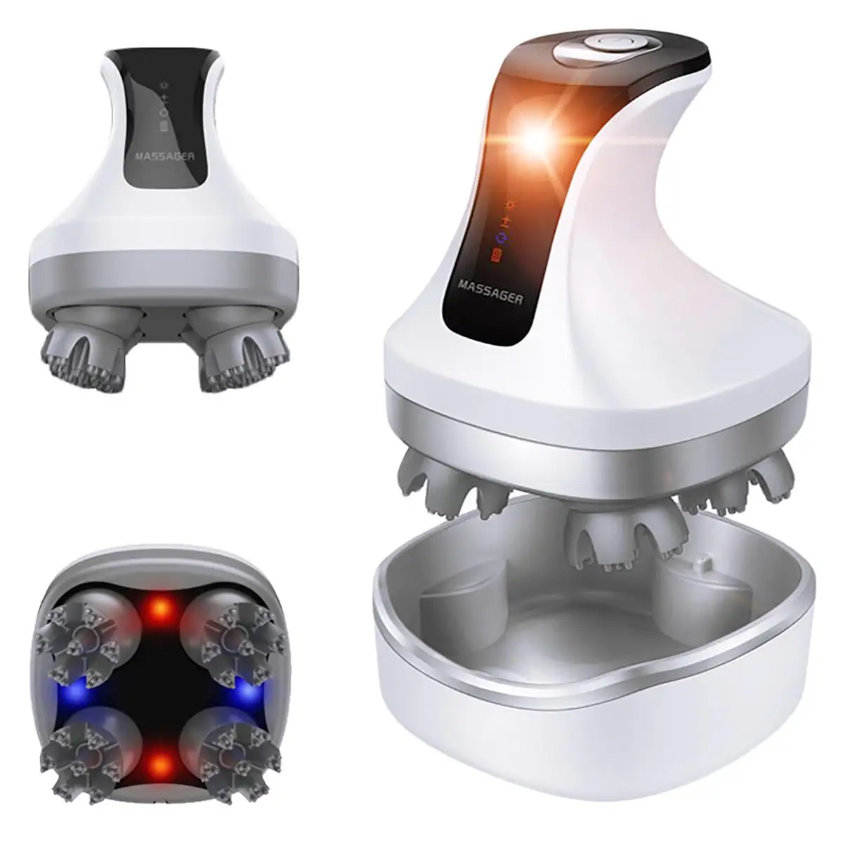 3d Waterproof Electric Head Massager Wireless Scalp Massage Promote Hair Growth Body Deep Tissue Kneading Vibrating Health Care | Красота и