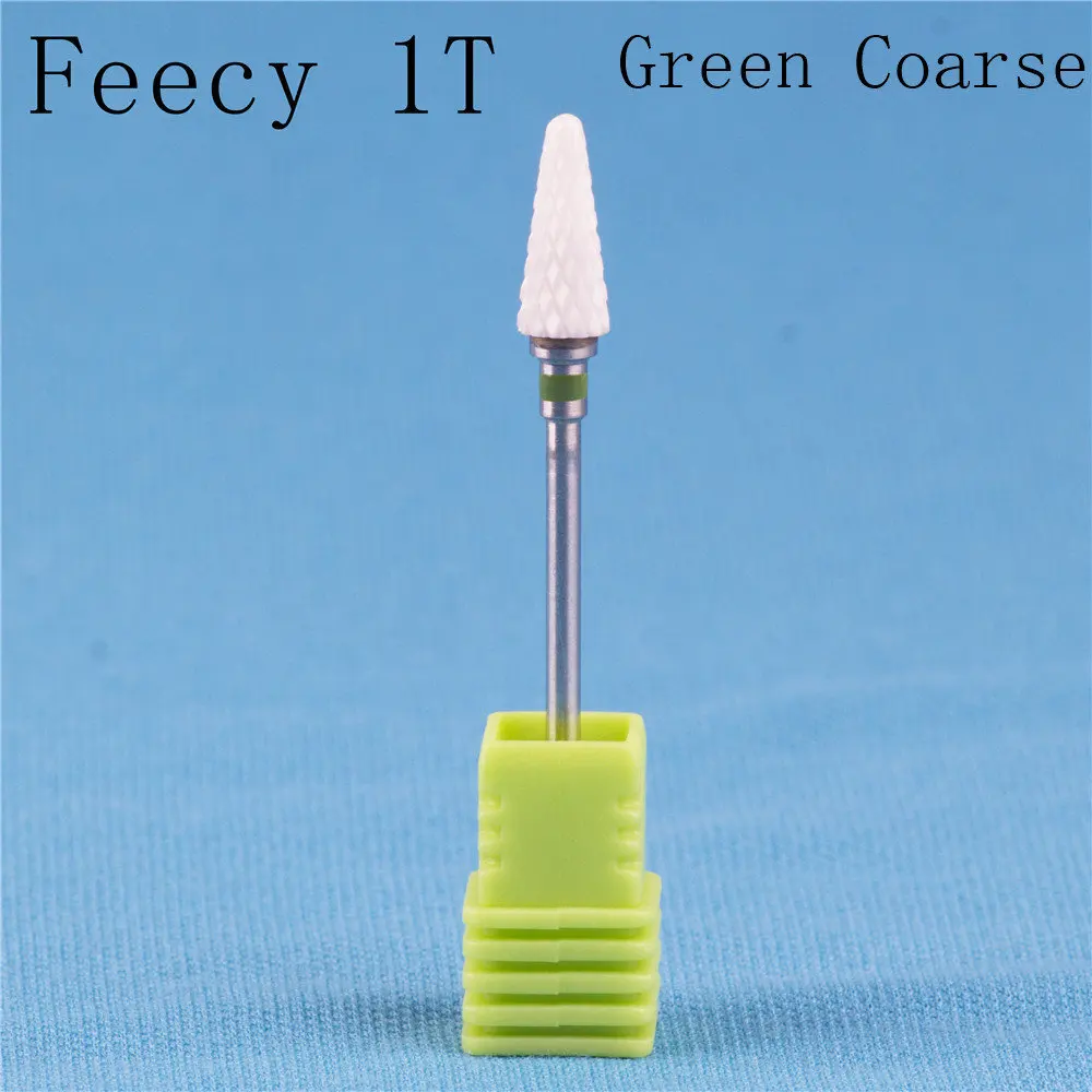 Feecy 1T Green C Насадки керамическая фрезы для маникюра фреза для маникюра педикюра фрезер для маникюра сверла для маникюра корундовые фрезы для маникюра фрезы для снятия гель лака сверло для маникюра алмазные фреза керамика дляногтей - Цвет: Feecy 1T Green C