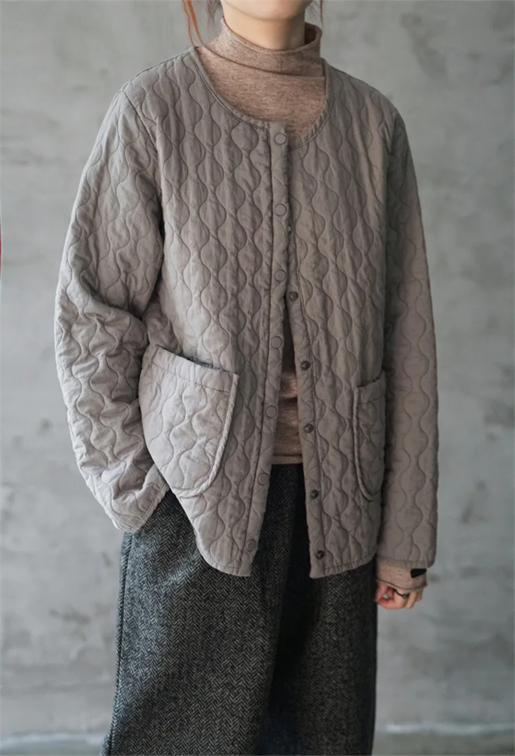 SCUWLINEN, женская верхняя одежда, парка, Осень-зима, куртка для женщин, повседневная, Круглый ворот, много цветов, короткая, с хлопковой подкладкой, пальто, P168