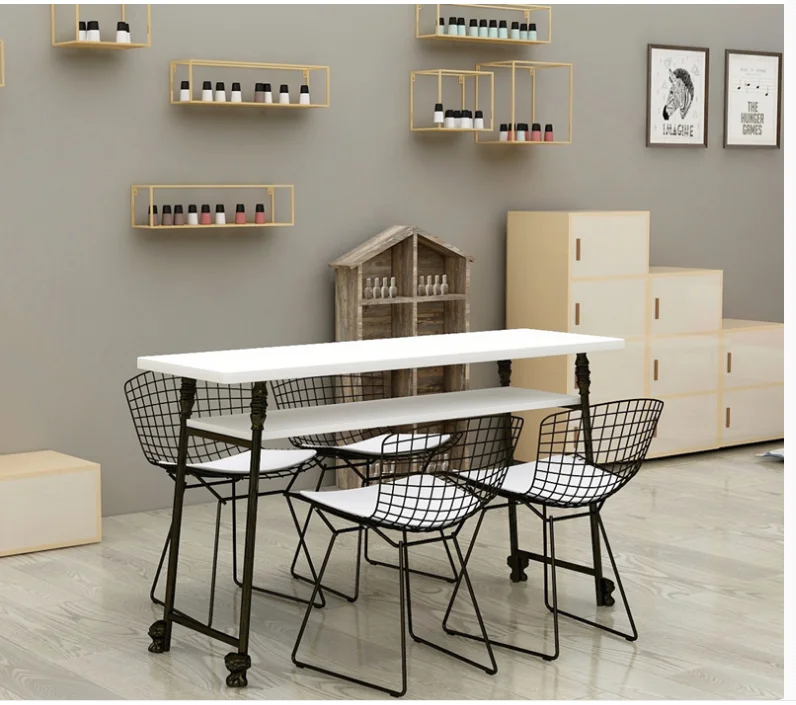 Double deck manicure table, chair, table, single person, double person, three person manicure sh