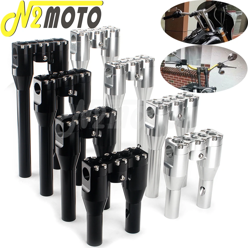 

Upright Modular Risers Kit Rise 6" 8" 10" 12" Handlebar Riser Extend Bar Mount Clamp 1-1/8'' 28mm for Harley Dyna Bobber Chopper