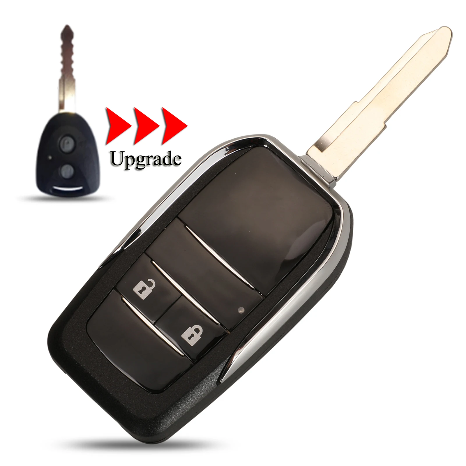 

jingyuqin Modified Folding Car Key Shell For Toyota Wigo Avanza Alza Axia Daihatsu Grand Myvi 2 Buttons Cover Case Replacement