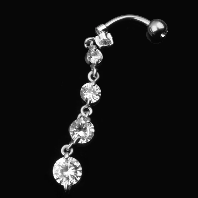 7 Herz-Kristalle, lange baumelnde Bauchnabelringe, chirurgischer Stahl, niedlicher Nabelpiercing, Nombril, 14 g, geschlossener Bar-Körperpiercings-Schmuck – Detail 11